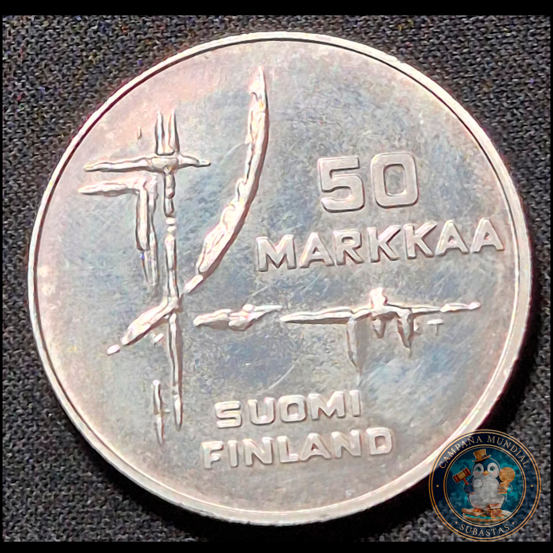 B201 .- MONEDA FINLANDESA DE 50 MARKKAA   AÑO:1982   LEY: 0.50  Gr.: 22  FINLANDIA