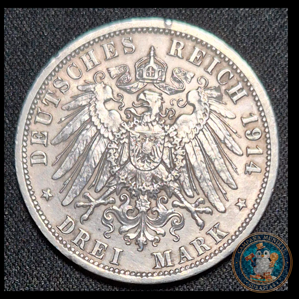 B205 .- MONEDA DE DOS(2) MARCOS IMPERIO ALEMÁN AÑO:1913 LEY 0.9 Gr.11.4  EMISIÓN: 1.5 MILL.  ALEMANIA
