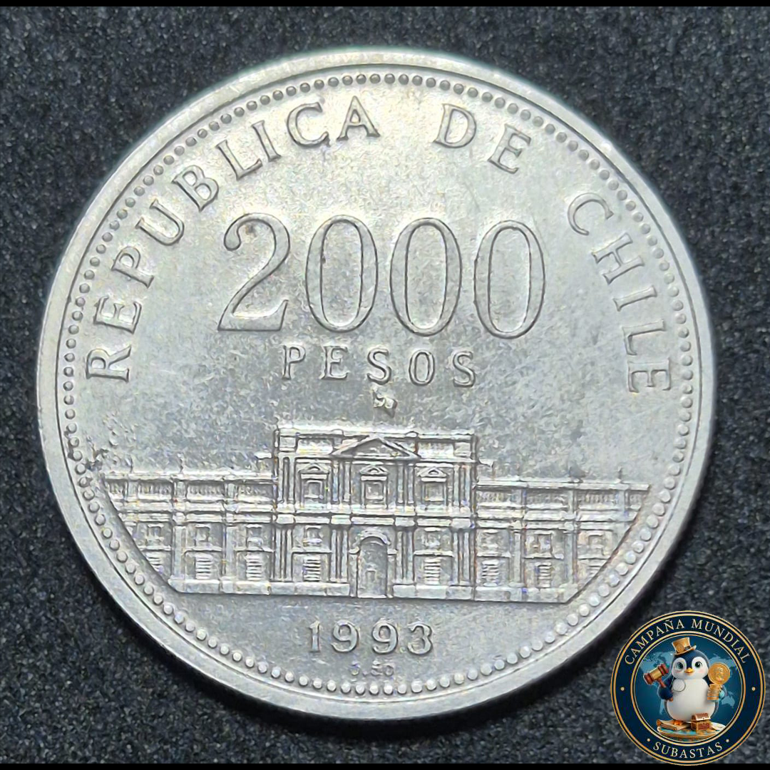 A1000 MONEDA DE DOSMIL(2000) PESOS, AÑO 1993. XF    CHILE