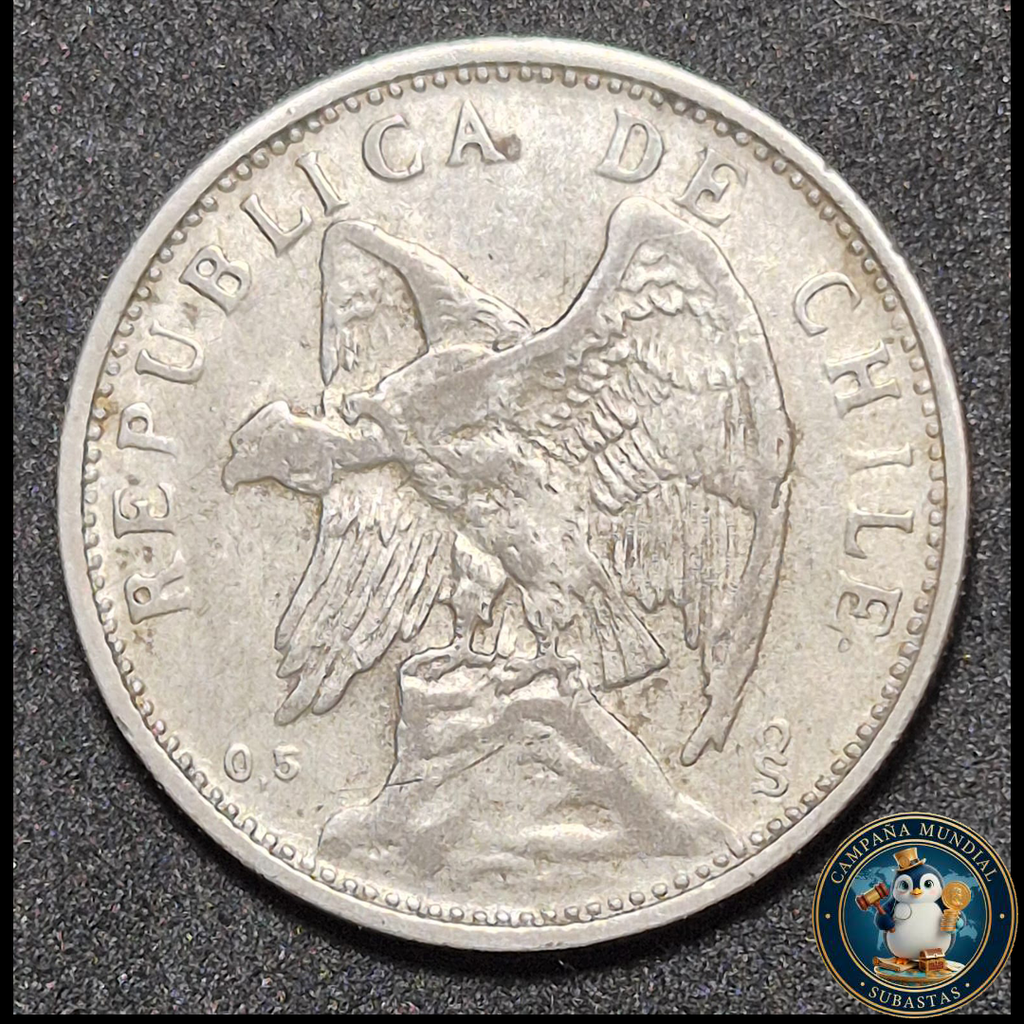A1002 MONEDA DE DOS PESOS , AÑO 1927   VF+  CHILE