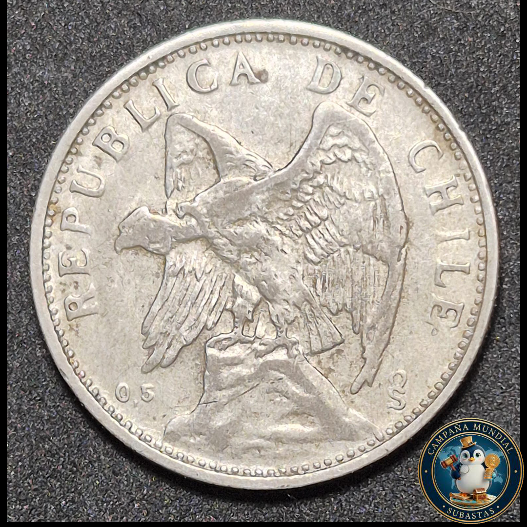 A1002 MONEDA DE DOS PESOS , AÑO 1927   VF+  CHILE