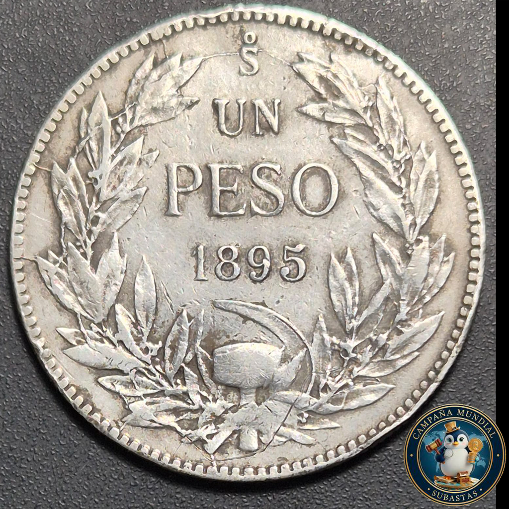 A1003 MONEDA DE UN PESO, AÑO 1895   VF  CHILE