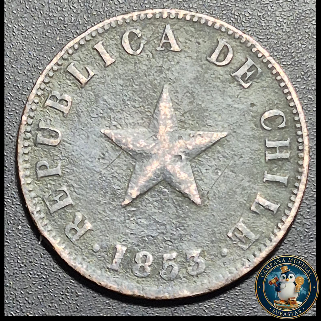 A1007 MONEDA DE UN CENTAVO DEL AÑO 1853   VF++  CHILE