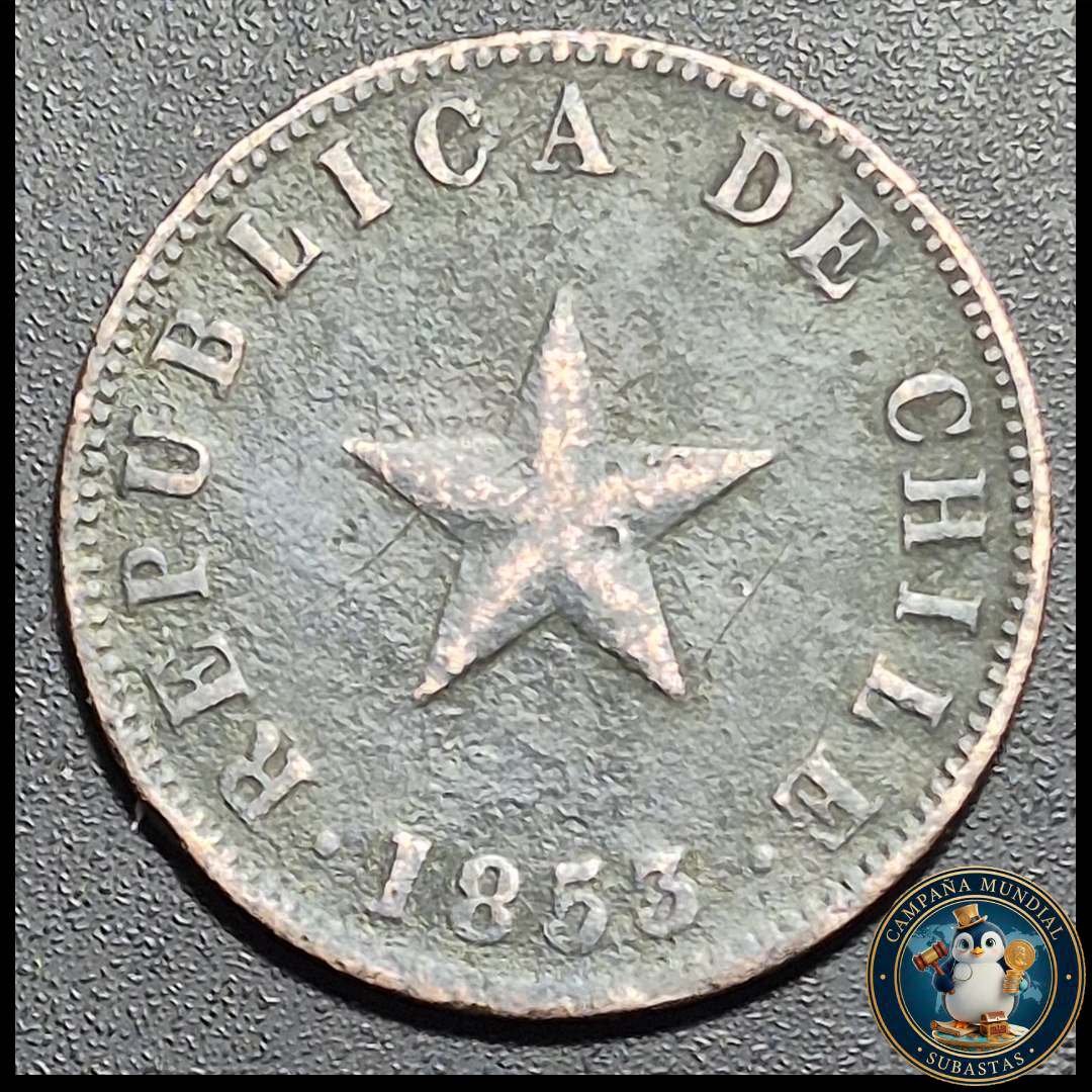 A1007 MONEDA DE UN CENTAVO DEL AÑO 1853   VF++  CHILE