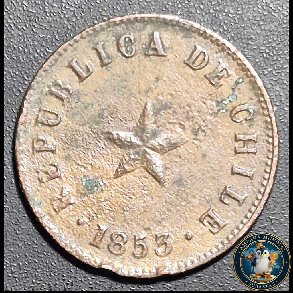 A1008 MONEDA DE MEDIO CENTAVO DEL AÑO 1853   VF++  CHILE