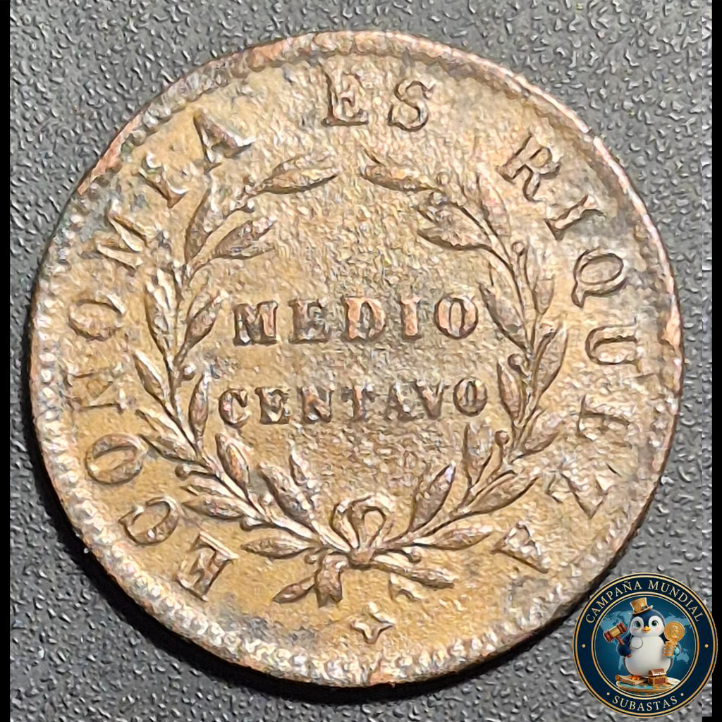 A1008 MONEDA DE MEDIO CENTAVO DEL AÑO 1853   VF++  CHILE