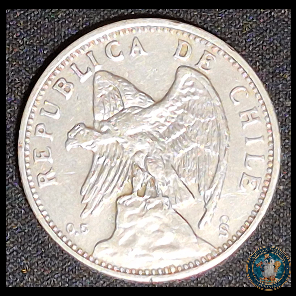A100 .- MONEDA DE 2 PESOS. AÑO: 1927  17.9GR LEY: 05 XF+   CHILE