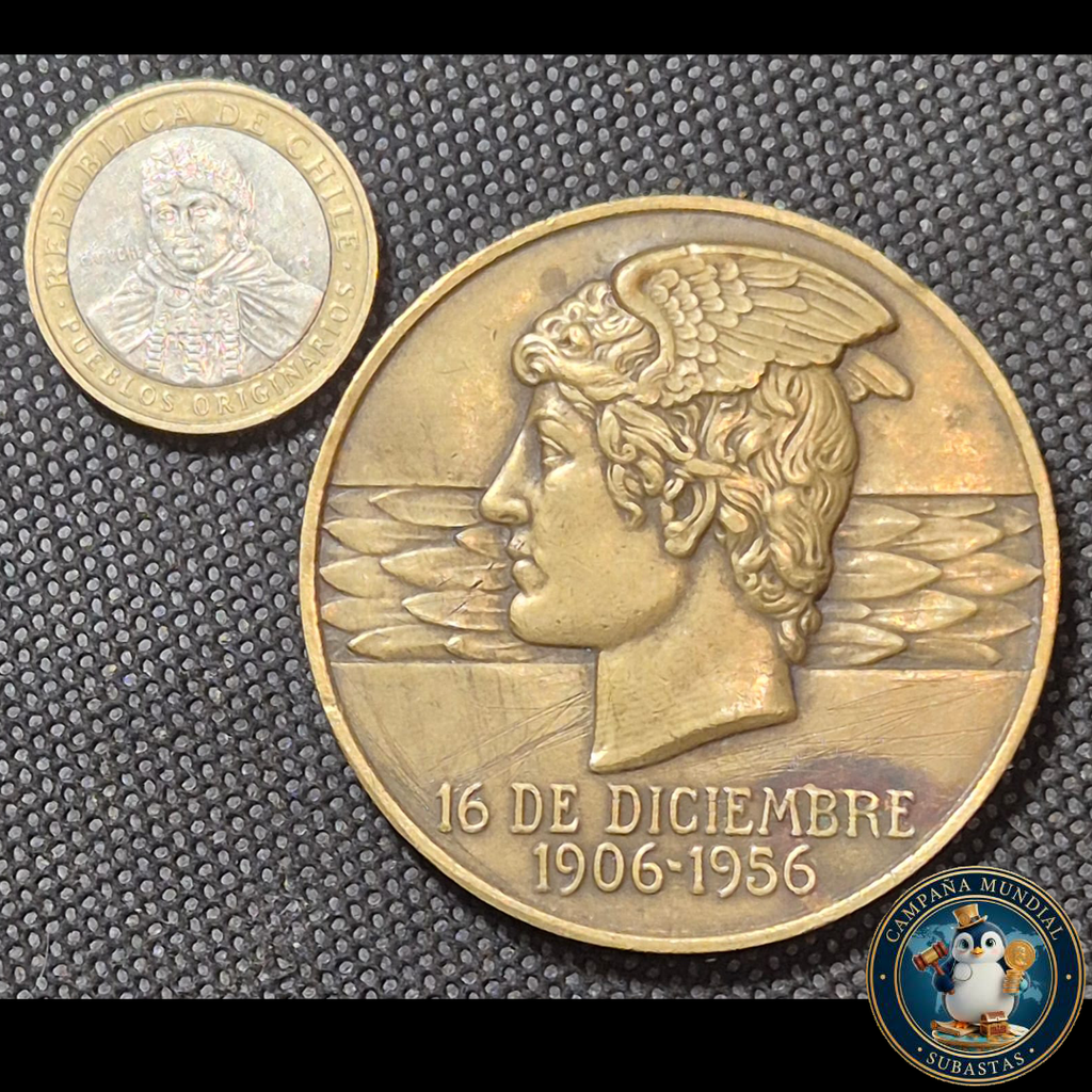 A1014 MEDALLA CONMEMORATIVA DE LOS CINCUENTA AÑOS (1806-1956) DEL MERCURIO DE ANTOFAGASTA     CHILE