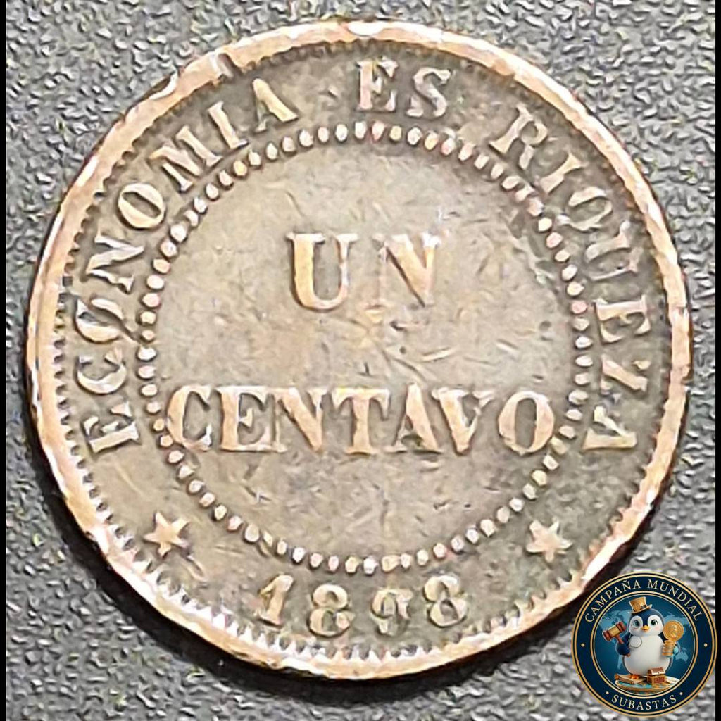 A1021 MONEDA DE UN CENTAVO  AÑO 1898.   XF   CHILE