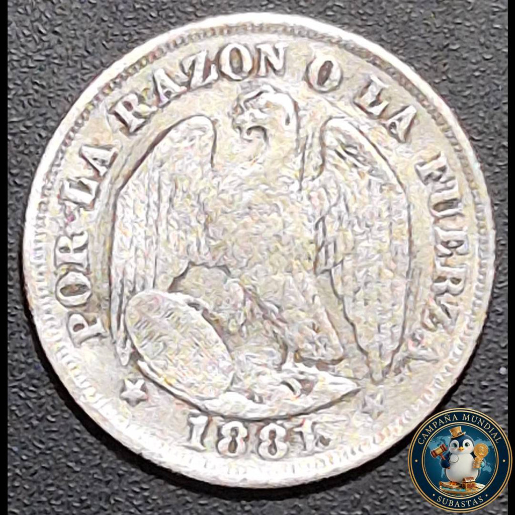 A1023 MONEDA DE 20CENTAVOS AÑO 1881.    XF-    CHILE