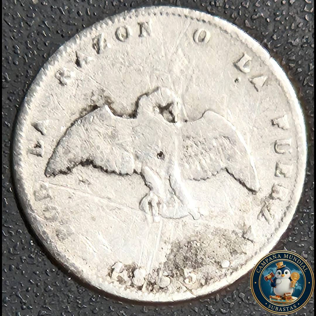 A1027 MONEDA DE MEDIO DÉCIMO (DENOMINADO: PALOMA) AÑO: 1855   F-  CHILE