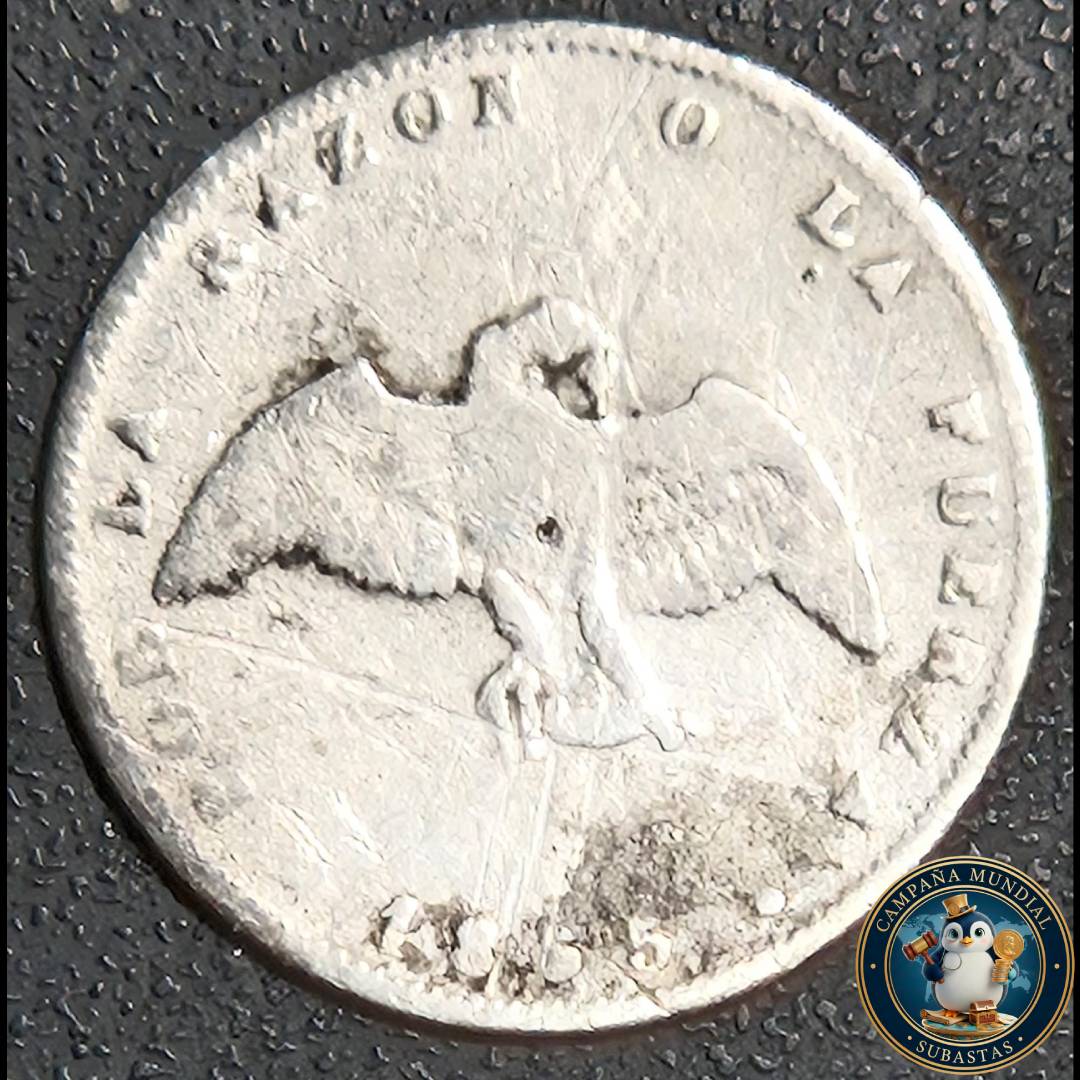 A1027 MONEDA DE MEDIO DÉCIMO (DENOMINADO: PALOMA) AÑO: 1855   F-  CHILE