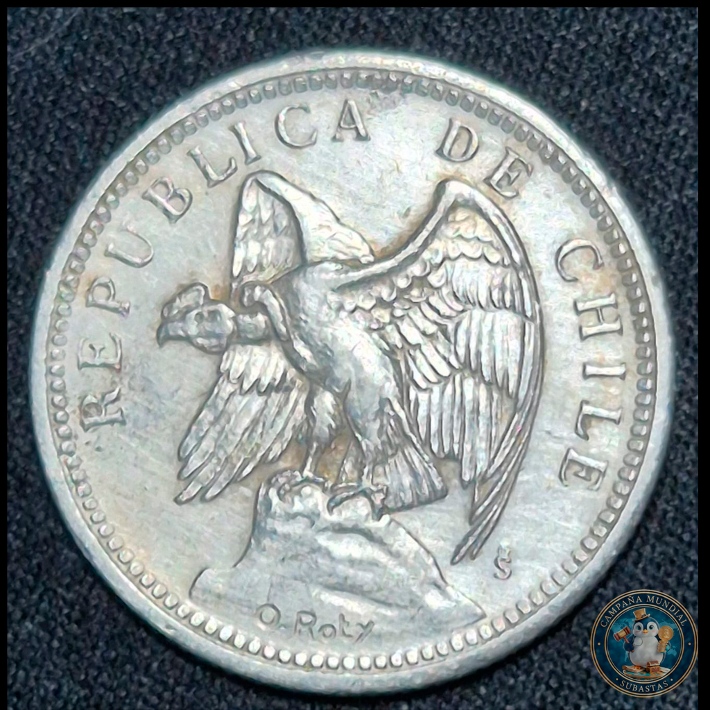A102 .- MONEDA DE UN PESO AÑO: 1940  9.9Gr  CUPRONIQUEL  (SE ACUÑARON 150MIL UNIDADES, ESCASA)  AUNC  CHILE