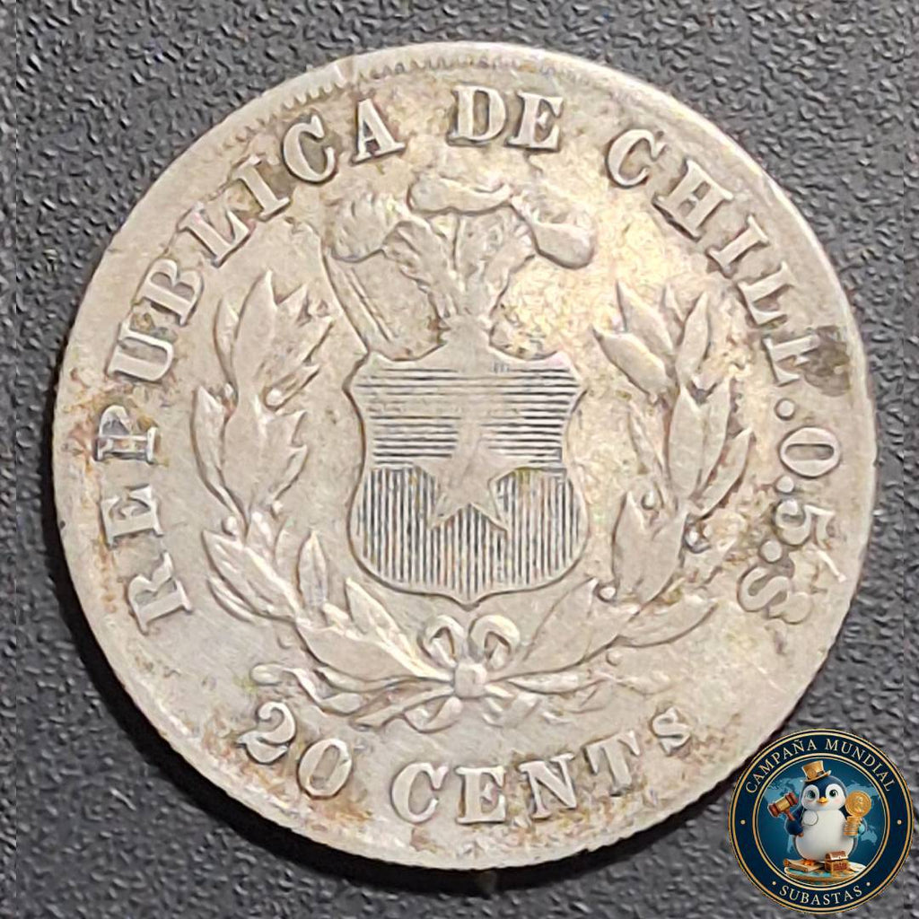A1035 MONEDA DE 20 CENTAVOS AÑO: 1879   XF. CHILE