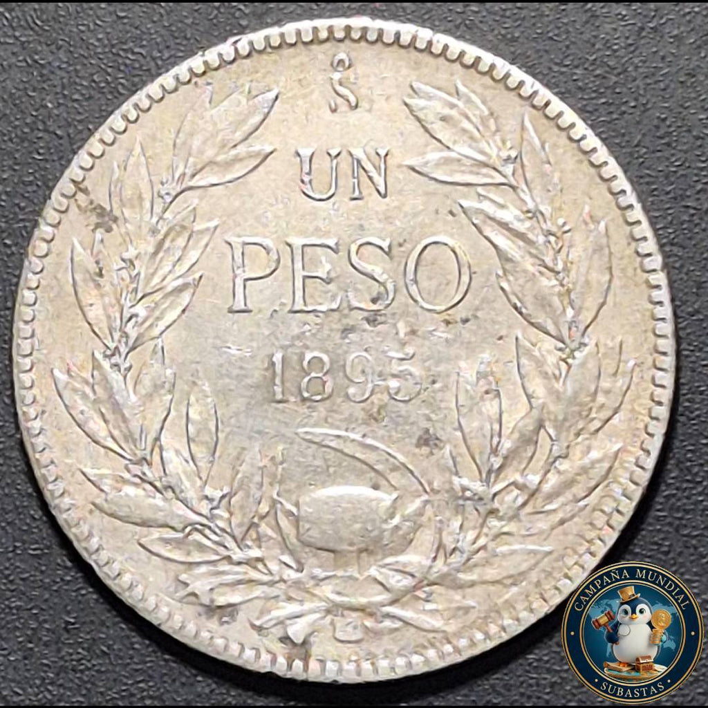 A1036 MONEDA DE UN PESO, AÑO 1895   VF+  CHILE