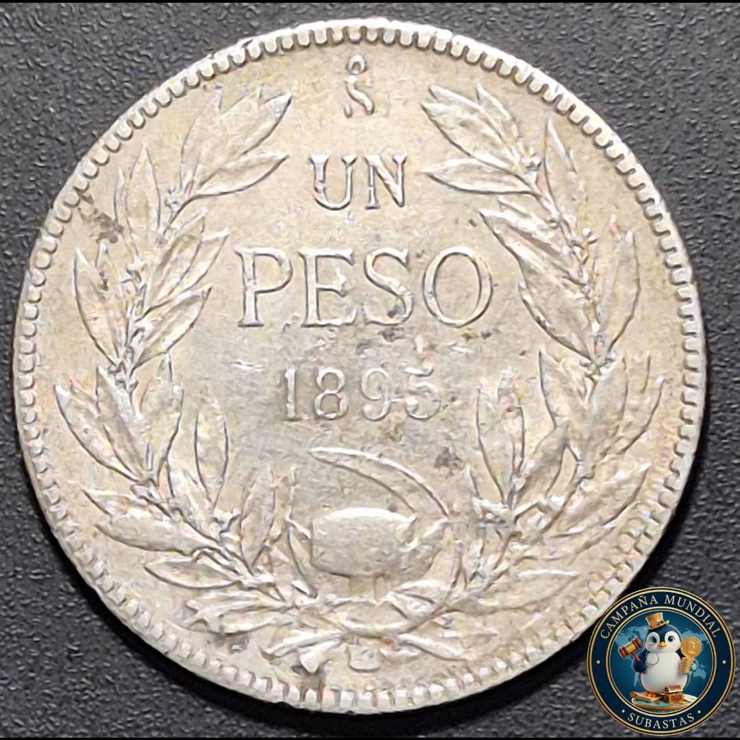 A1036 MONEDA DE UN PESO, AÑO 1895   VF+  CHILE