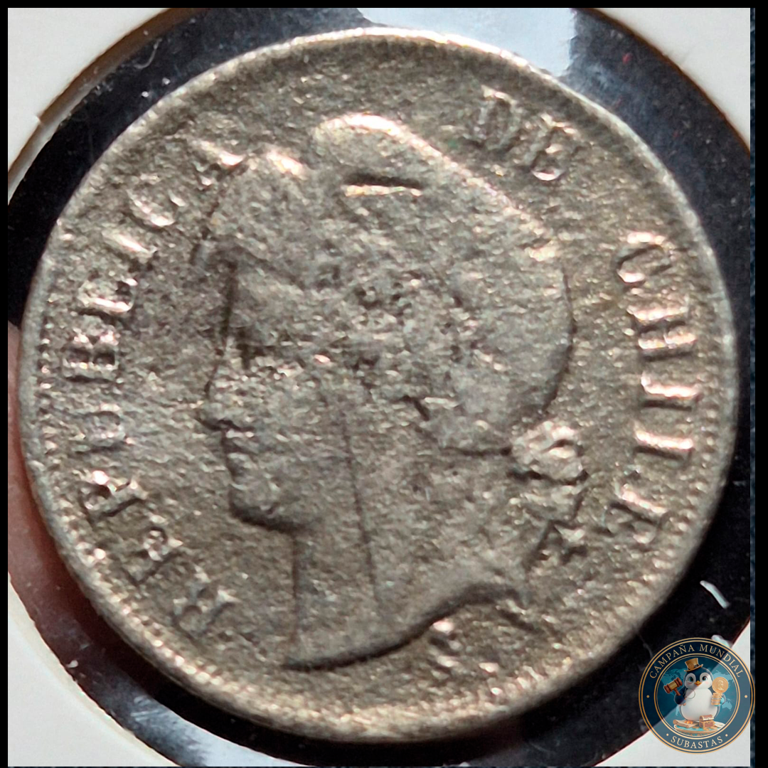 A103 .- MONEDA DE DOS CENTAVOS AÑO:1872  CUPRO/NIQUEL 6.8Gr  XF-  CHILE