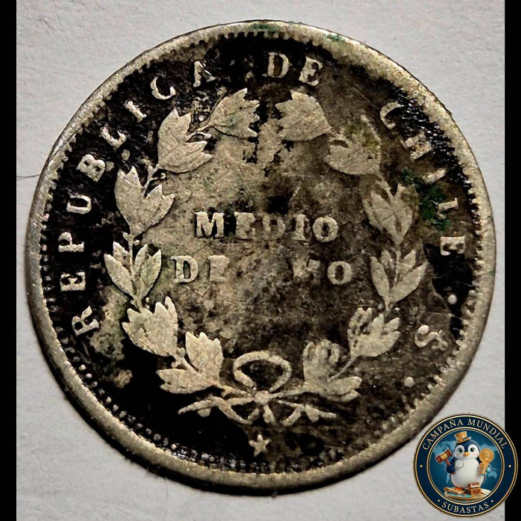 A1043 MONEDA DE 1/2 DÉCIMO AÑO: 1860   VF-   CHILE