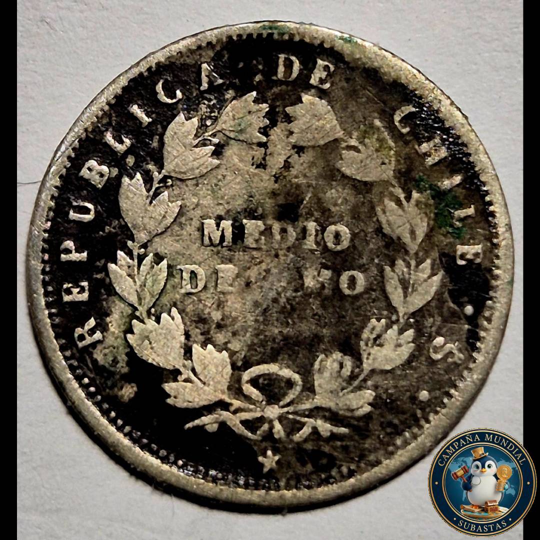 A1043 MONEDA DE 1/2 DÉCIMO AÑO: 1860   VF-   CHILE