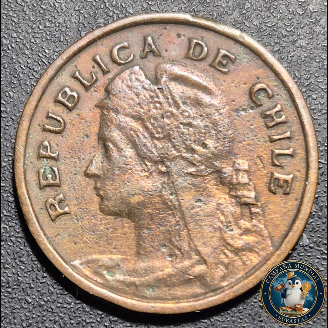 A1047 MONEDA DE UN CENTAVO (COBRE)  AÑO: 1919      XF+    CHILE