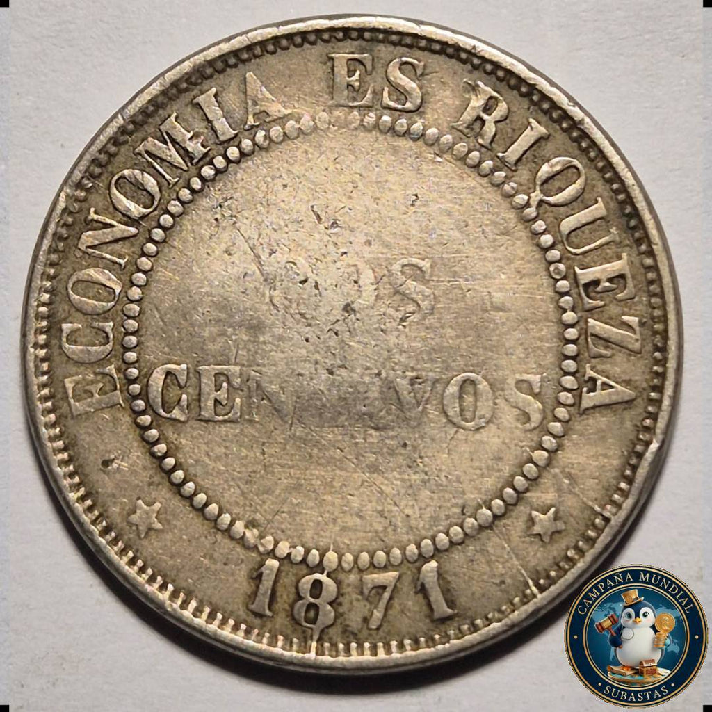 A1048 MONEDA DE DOS CENTAVOS   AÑO: 1871    VF+    CHILE