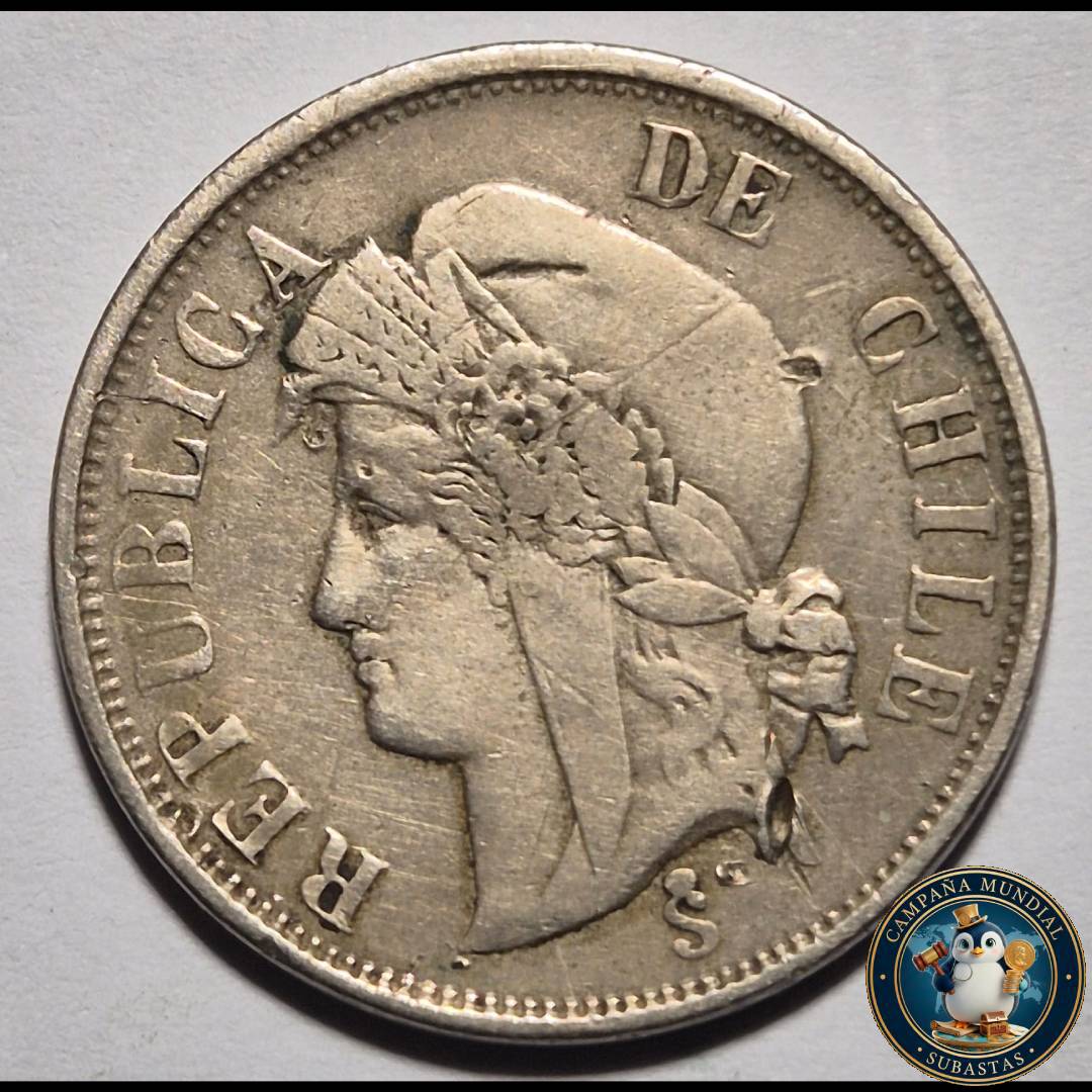 A1048 MONEDA DE DOS CENTAVOS   AÑO: 1871    VF+    CHILE