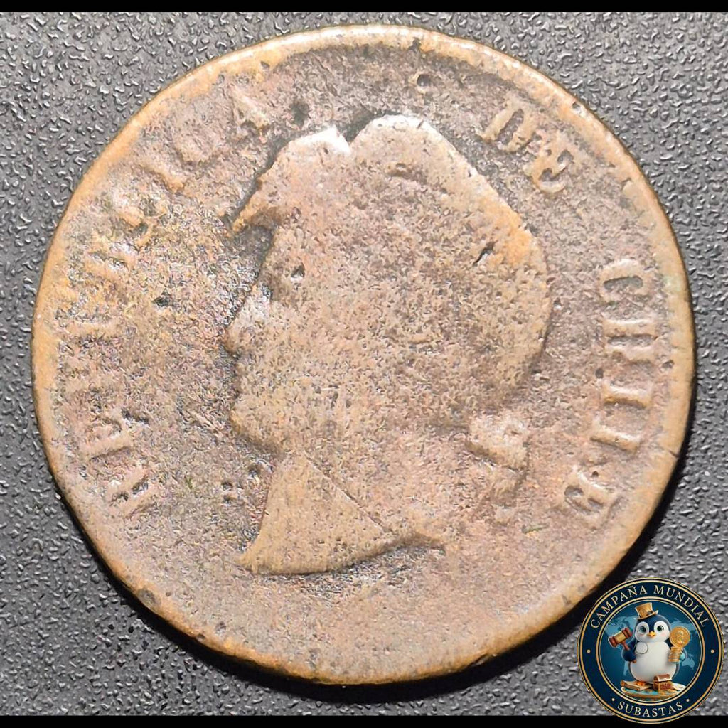 A1050 MONEDA DE DOS y MEDIO CENTAVOS (COBRE)  AÑO: 1886     VF-   CHILE