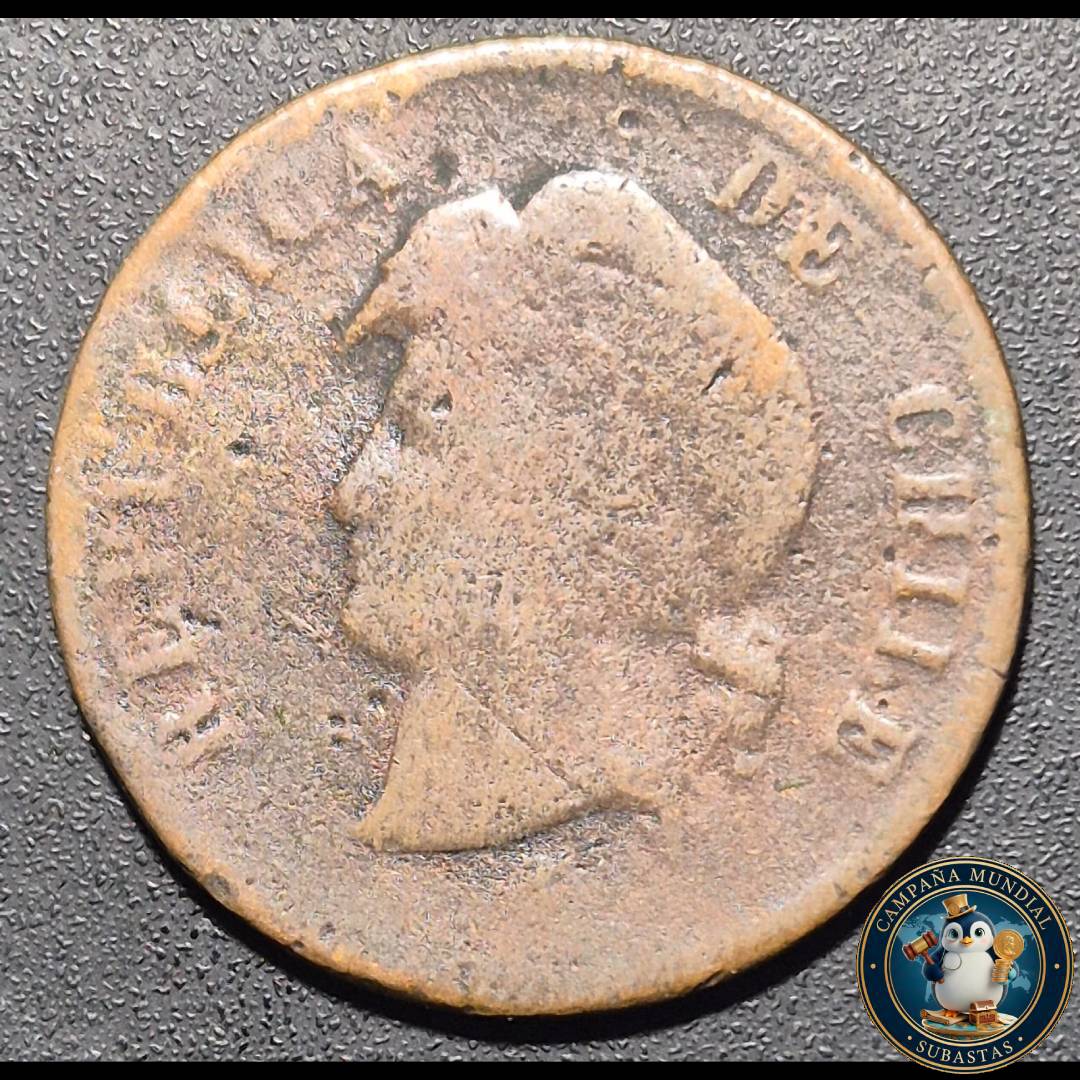 A1050 MONEDA DE DOS y MEDIO CENTAVOS (COBRE)  AÑO: 1886     VF-   CHILE