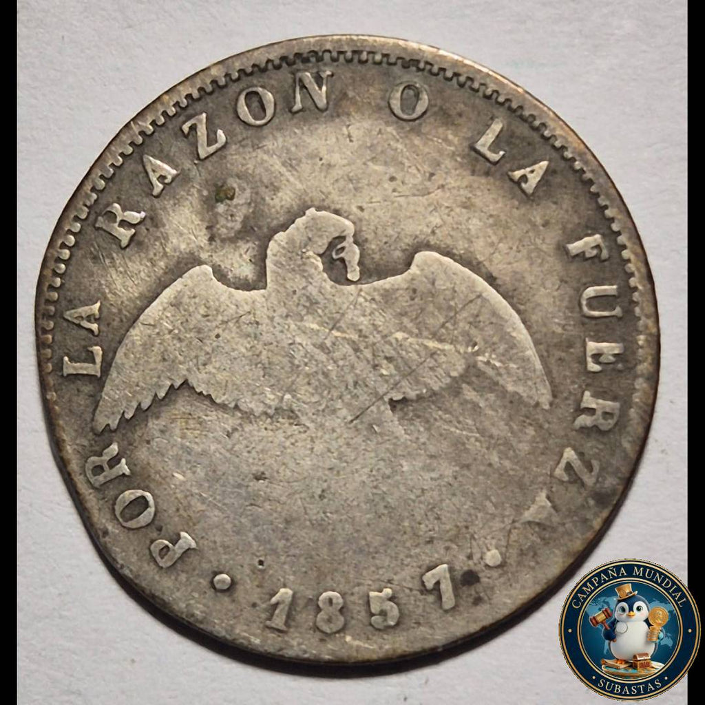 A1052 MONEDA DE UN DÉCIMO (DENOMINADO: PALOMA) AÑO: 1857   VF- CHILE