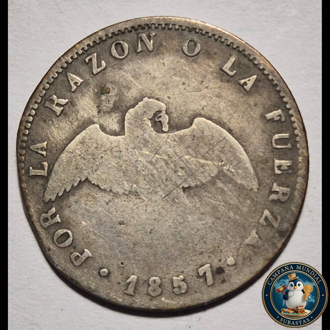 A1052 MONEDA DE UN DÉCIMO (DENOMINADO: PALOMA) AÑO: 1857   VF- CHILE