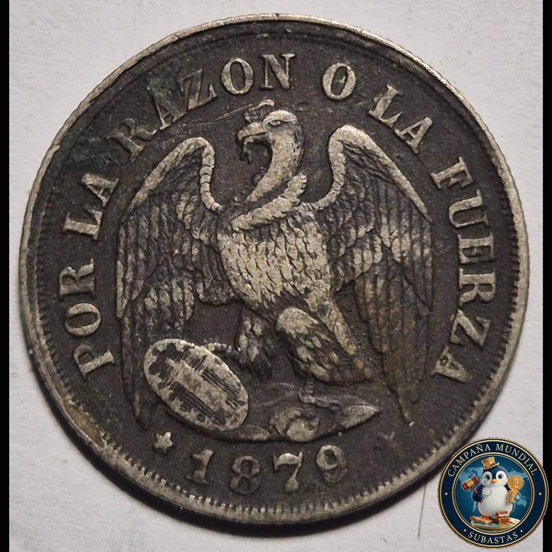 A1053 MONEDA DE UN DÉCIMO.   AÑO: 1879   XF   CHILE