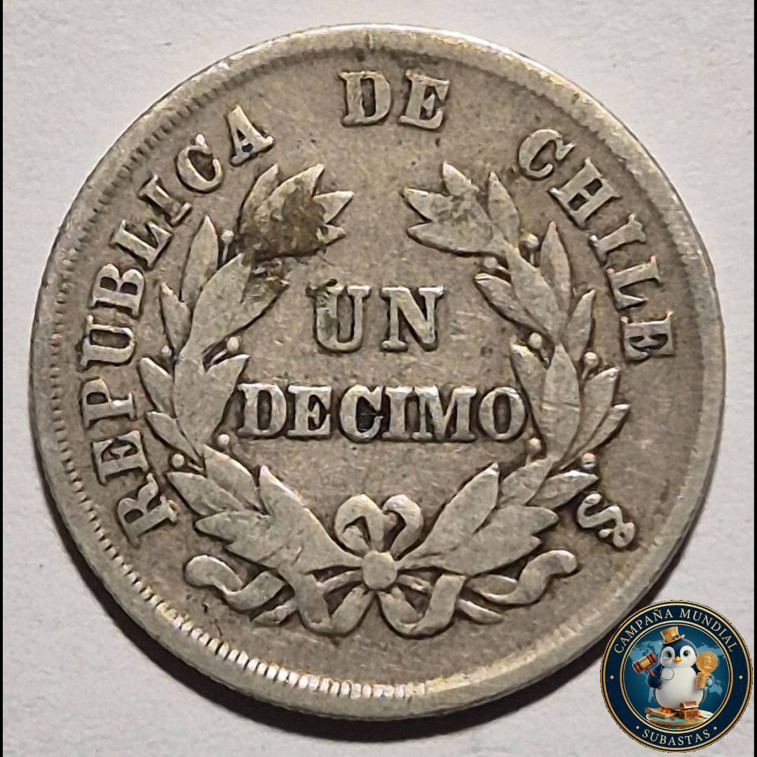 A1054 MONEDA DE UN DÉCIMO.   AÑO: 1873   XF+   CHILE