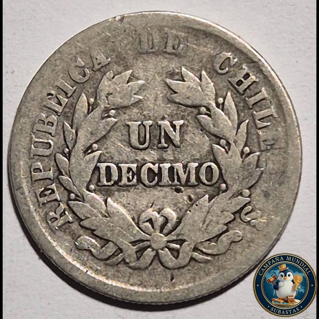 A1055 MONEDA DE UN DÉCIMO.   AÑO: 1872   XF-   CHILE