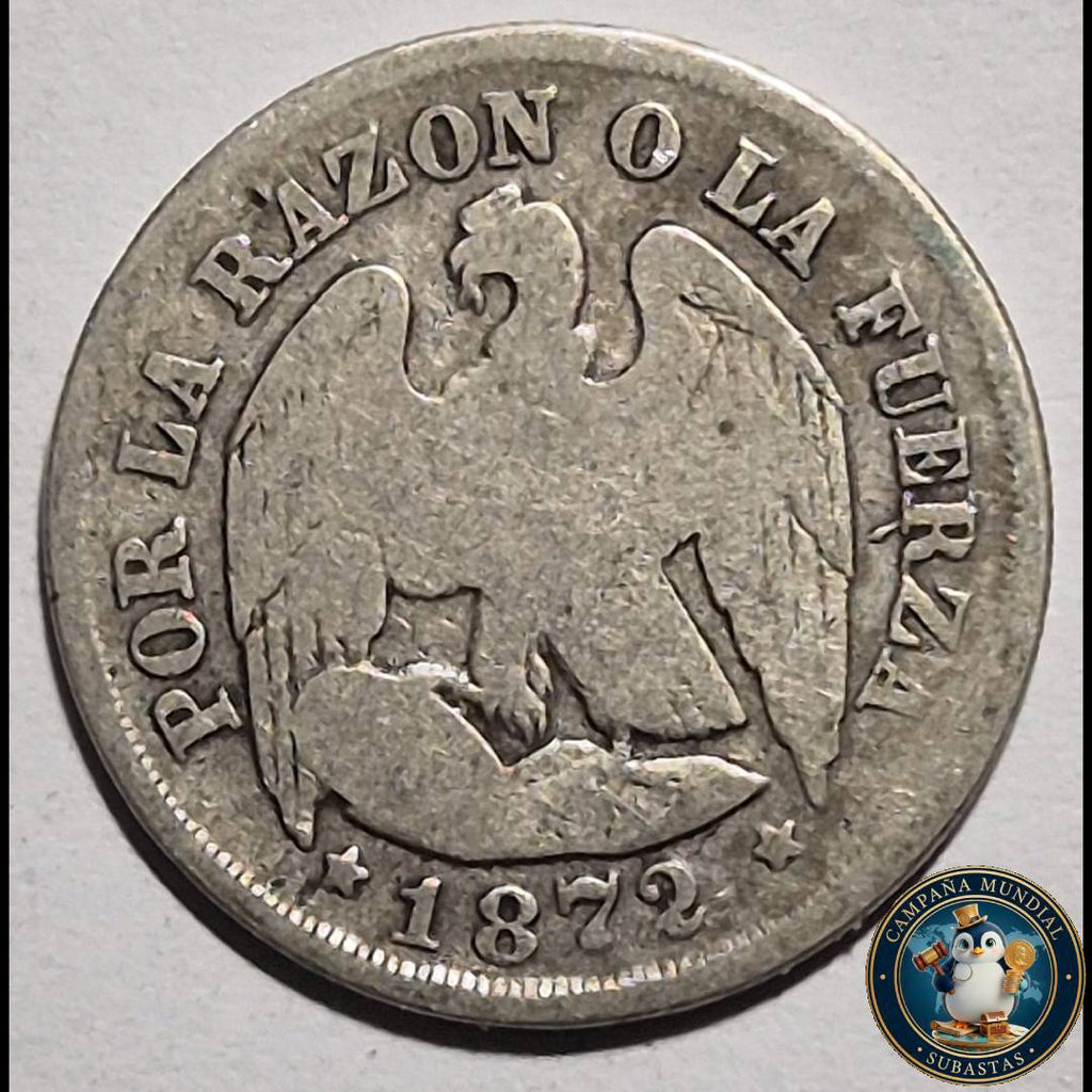 A1055 MONEDA DE UN DÉCIMO.   AÑO: 1872   XF-   CHILE