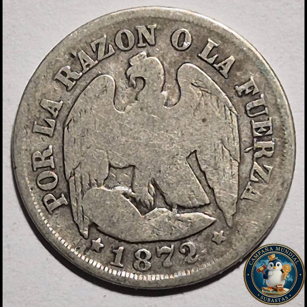 A1055 MONEDA DE UN DÉCIMO.   AÑO: 1872   XF-   CHILE
