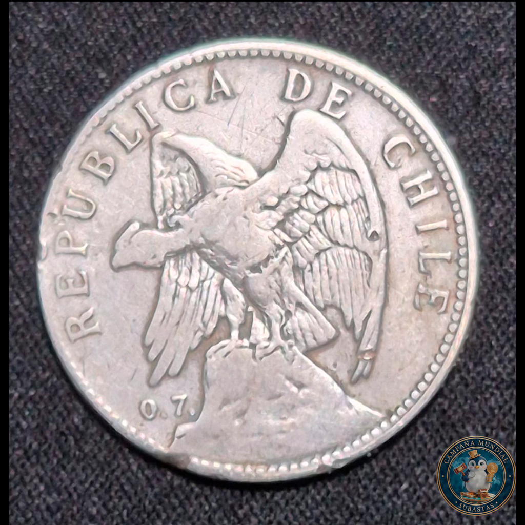 A105 .- MONEDA DE 50 CENTAVOS AÑO: 1902  9.8Gr   LEY: 0.7   VF   CHILE