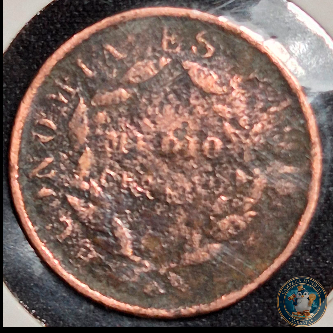 A106 .- MONEDA DE MEDIO CENTAVO EN COBRE AÑO: 1851    F   CHILE