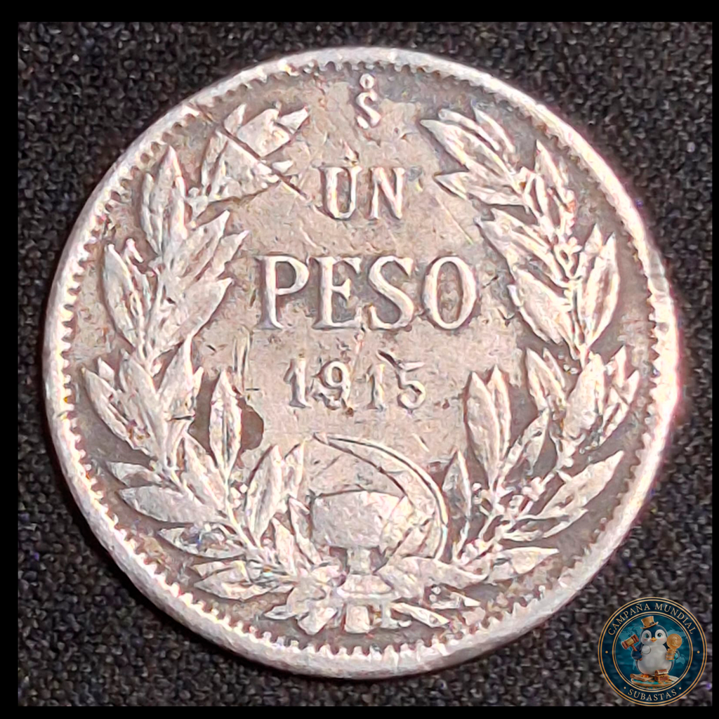 A109 .- MONEDA DE UN PESO AÑO: 1910  11.6Gr  LEY: 0.9      VF-   CHILE