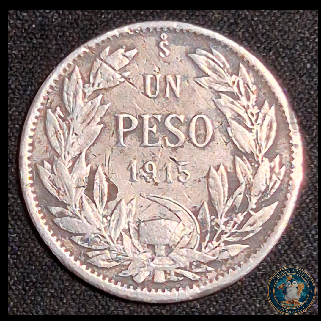 A109 .- MONEDA DE UN PESO AÑO: 1910  11.6Gr  LEY: 0.9      VF-   CHILE
