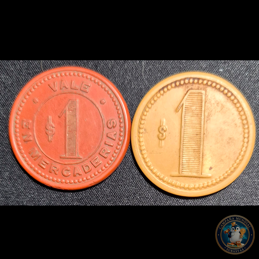 A111 .- DOS(2) FICHAS SALITRERAS: OFICINA BLANCO ENCALADA  (UN PESO), SOCIEDAD SALITRERA MIRAFLORES EN TALTAL  (UN PESO)   CHILE