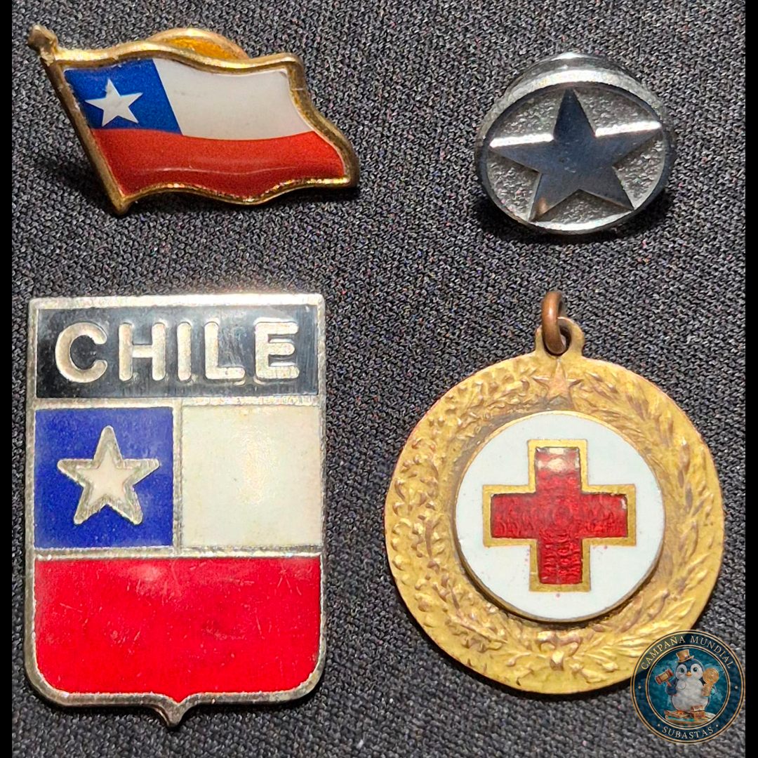 A116 .- PINES MEDALLAS CHILENAS (4 PIEZAS)