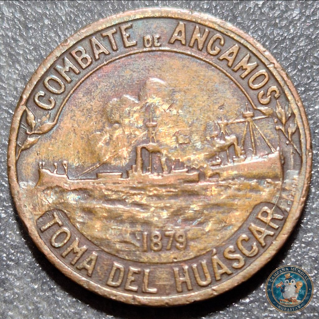 A117 .- MEDALLA  DE COLECTA PÚBLICA PRO RECONSTRUCCIÓN DEL "HUASCAR" AÑO: 1924   CHILE
