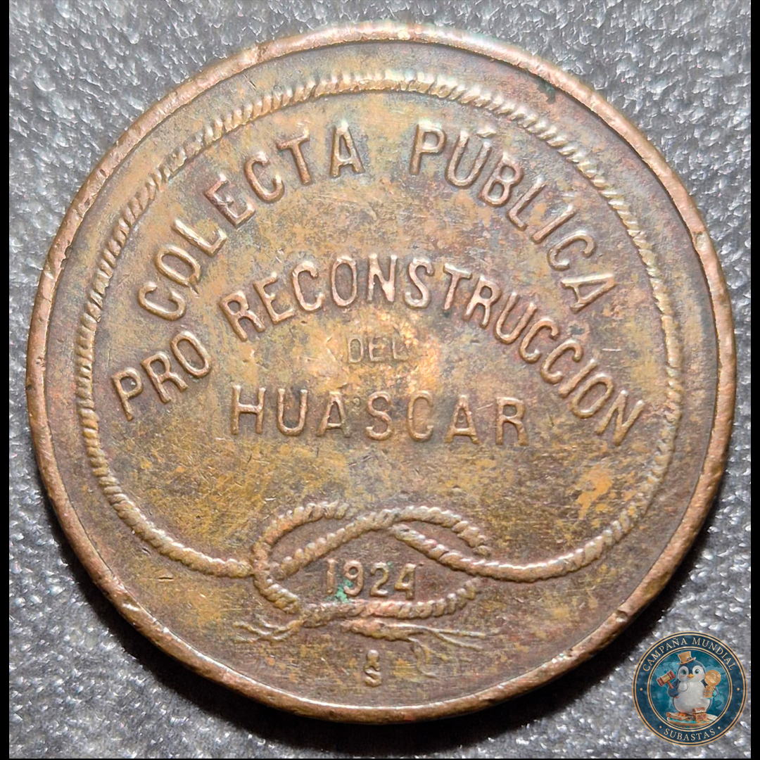 A117 .- MEDALLA  DE COLECTA PÚBLICA PRO RECONSTRUCCIÓN DEL "HUASCAR" AÑO: 1924   CHILE