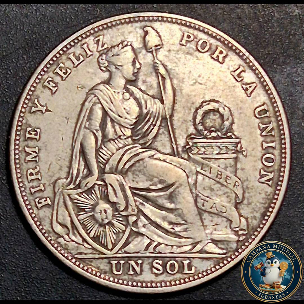 B1100 MONEDA DE 5 DECIMOS DE FINO,   PLATA 0.5 UN SOL DE PERÚ. AÑO: 1924  XF-     PERÚ