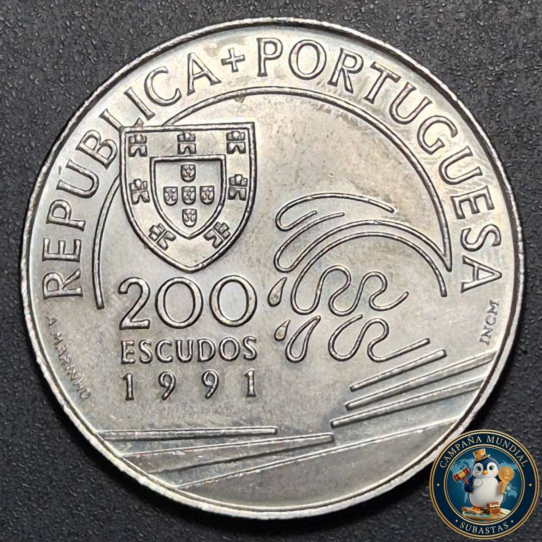 B1109 MONEDA DE 200 ESCUDOS AÑO 1991 CONMEMORATIVA  DE CRISTOBAL COLÓN EN PORTUGAL AÑO: 1476-1485.   PORTUGAL