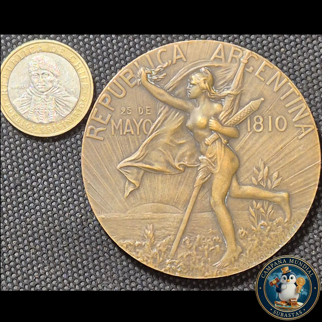 B1112 MEDALLA CONMEMORATIVA DEL CENTENARIO DE LA INDEPENDENCIA FECHA: 25 DE MAYO DE 1910. ARGENTINA