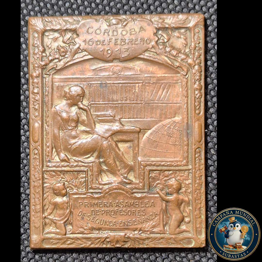 B1115 MEDALLA EN CONMEMORACIÓN DEL DIRETOR GENERAL DE LA ENSEÑANZA DR. MANUEL BAHIA. FEHADO: 16 DE FEBRERO DE 1913. ARGENTINA