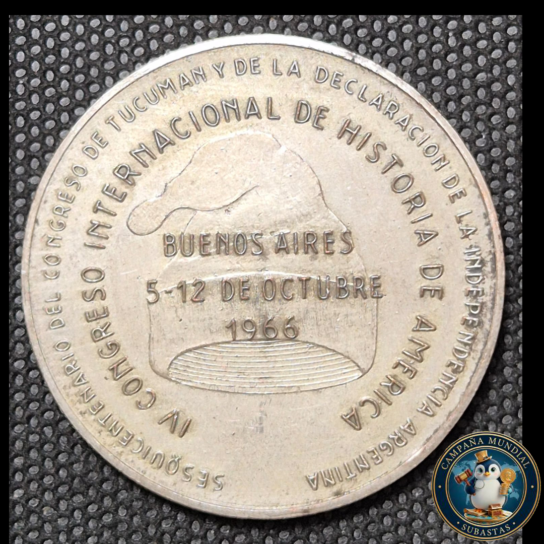 B1117 MEDALLA CONMEMORATIVA DEL IV ONGRESO INTERNAIONAL DE HISTORIA BUENOS AIRES 1966.   ARGENTINA
