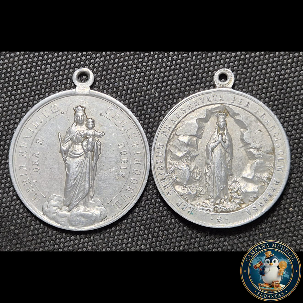 B1123 MEDALLA EN ALUMINIO. MARIA AUXILIUM HRISTIANO. RUM