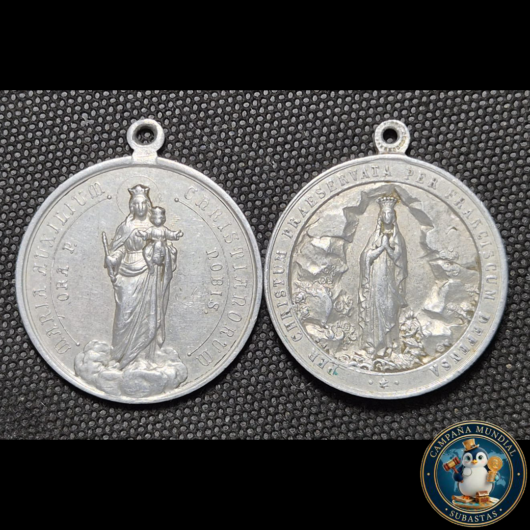B1123 MEDALLA EN ALUMINIO. MARIA AUXILIUM HRISTIANO. RUM